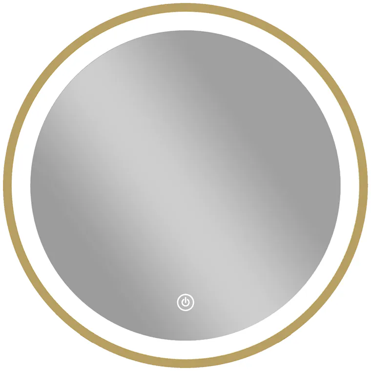 HOMCOM Oglindă de baie cu iluminare LED rotundă 40 cm, oglindă luminoasă de perete cu 3 temperaturi de culoare, reglabilă, auriu | Aosom Romania