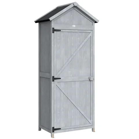 Outsunny Căsuță din lemn, 77x52.5x178cm, Dulap cu banc de lucru rabatabil | Aosom Romania