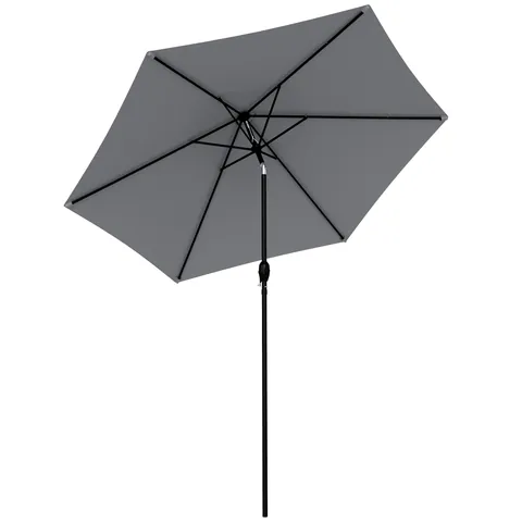 Outsunny Umbrelă de grădină exterioară rotundă 2 m, înclinabilă la 30°, manivelă, stâlp din aluminiu, țesătură 180 g/m², anti-UV, Gri Închis | Aosom Romania