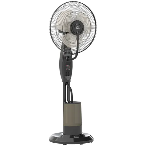 HOMCOM Ventilator cu Nebulizator și Rezervor 3,2L, 3 Moduri și 3 Viteze, Ventilator cu Oscilație 70°, Înclinare 10°, Temporizator 7,5h, Telecomandă, 75W, 120cm | Aosom Romania