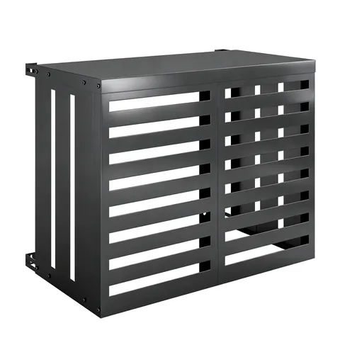 Outsunny Husă pentru aer condiționat exterior, din oțel galvanizat, Gard cu lamele pentru grădină, Gri închis | Aosom Romania