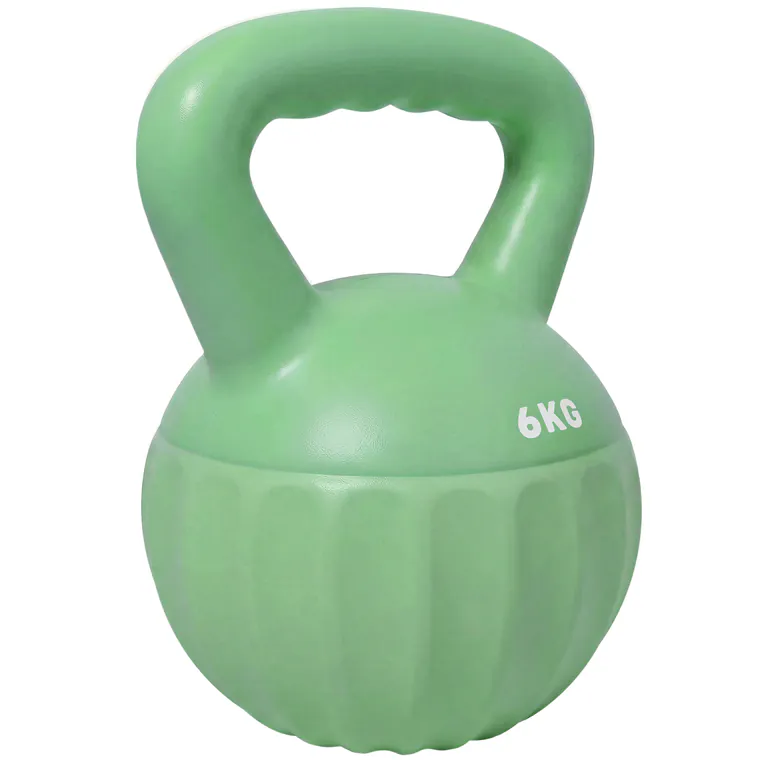SPORTNOW Kettlebell 6 kg, umplută cu nisip, pentru începători – antrenament de forță acasă, 17 x 17 x 23 cm, Verde | Aosom Romania