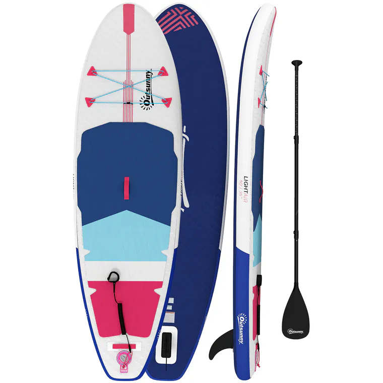 Outsunny Placă SUP Gonflabilă pentru Adulți, Stand Up Paddle Board cu EVA Antialunecare, Vâslă Reglabilă din Aluminiu, Rucsac, Pompă, Aripioară Detașabilă, Capacitate 160 kg, 305x89x15cm, Pentru Toate Nivelurile | Aosom Romania