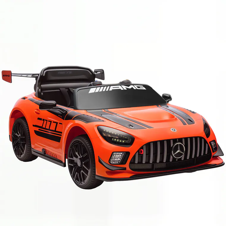 AIYAPLAY Mașină Electrică Copii 3-8 Ani Mercedes-AMG 12V cu Telecomandă, Lumini LED, Roți de Transport, Portocaliu | Aosom Romania