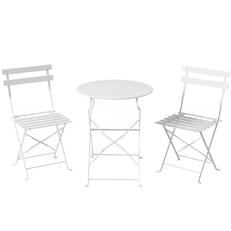 Outsunny Set Bistro Pliabil pentru Exterior cu Masă și 2 Scaune, Alb | Aosom Romania