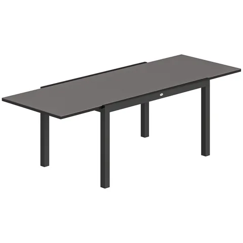 Outsunny Masă de Grădină Extensibilă pentru 8-10 Persoane 140/240x90 cm, Masă de Dining Extensibilă cu Blat din Sticlă Securizată, Masă de Exterior pentru Terasă, Balcon, Negru | Aosom Romania