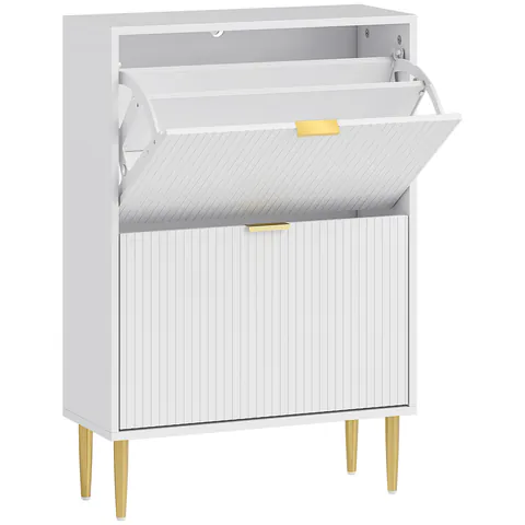 HOMCOM Dulap pentru pantofi pentru 12 perechi de pantofi cu 2 sertare rabatabile, Alb | Aosom Romania