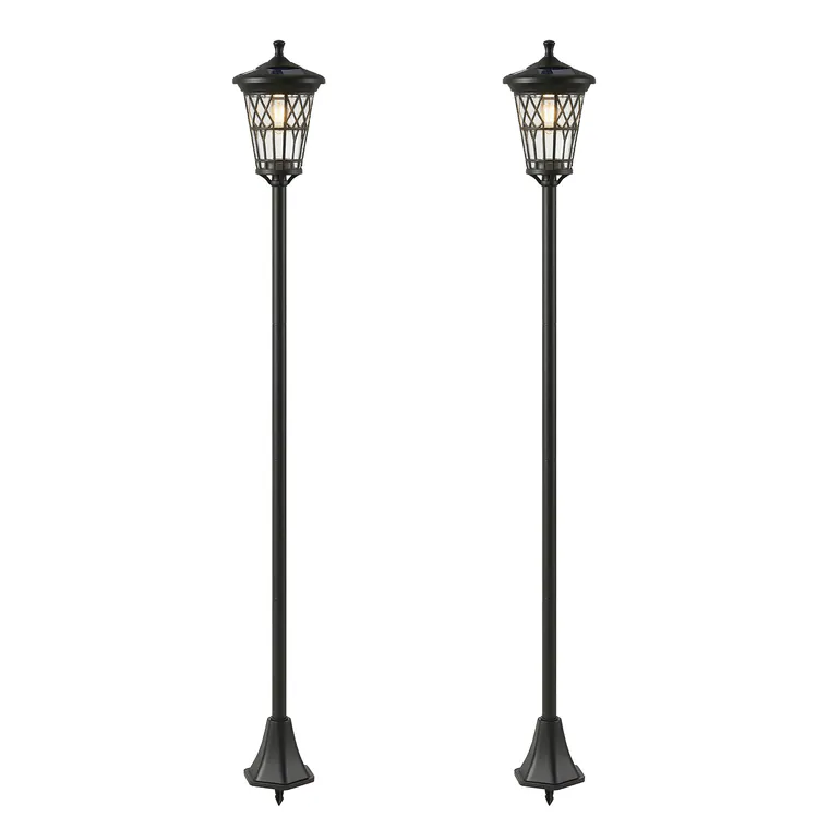 Outsunny Set de 2 Felinare Solare de Grădină 1.86 m, Lămpi de Exterior din Oțel Inoxidabil cu Înălțime Reglabilă, 2 Moduri de Lumină, IP44 Impermeabil pentru Terasă Curte Alei | Aosom Romania