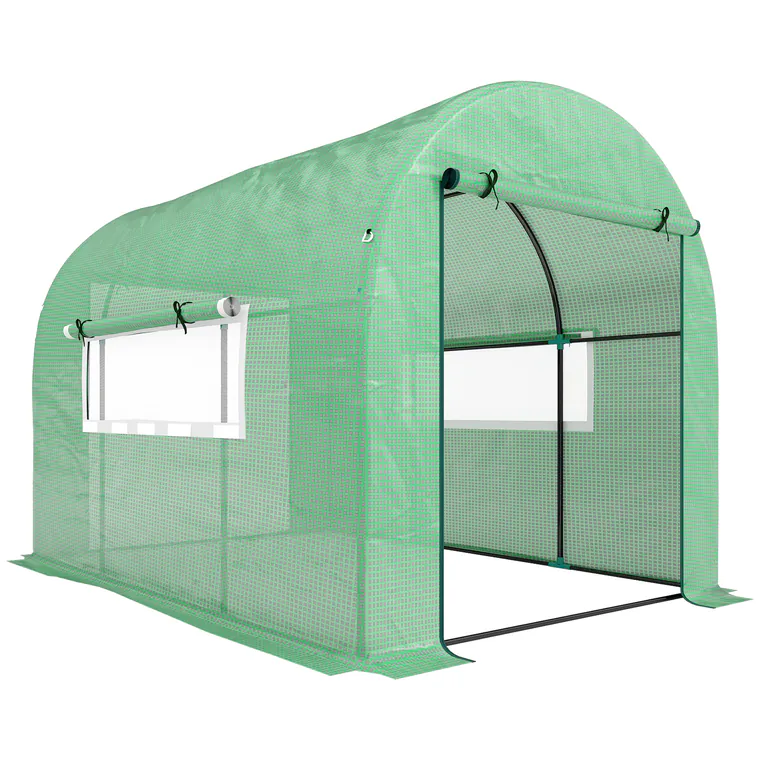 Outsunny Seră tip Tunel Walk-In 300 x 200 cm - Verde | Aosom Romania
