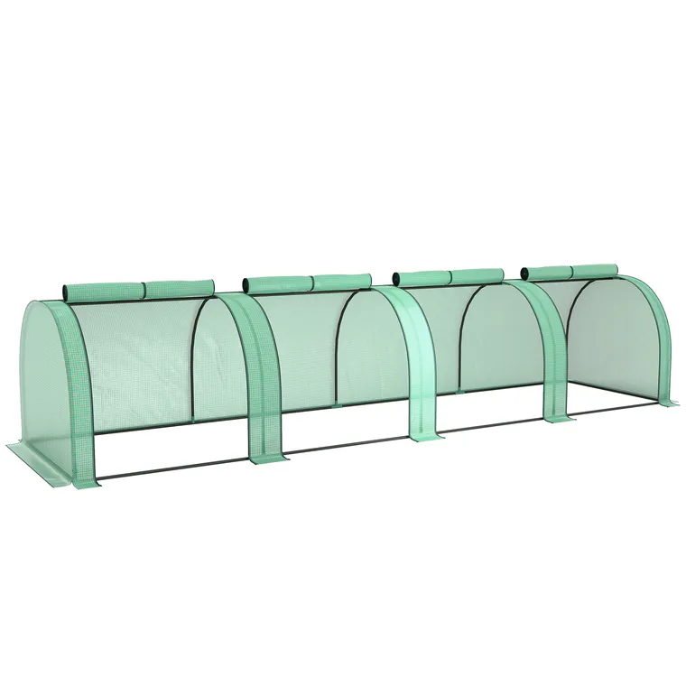 Outsunny Seră Portabilă Tip Tunel 4x1x0.8 m cu 4 Uși cu Fermoar, Acoperire PVC Rezistentă la Apă/UV | Aosom Romania