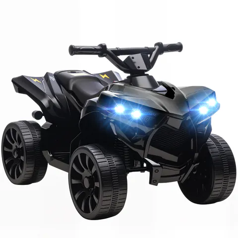 AIYAPLAY ATV Electric 6V pentru Copii, Vehicul cu 4 Roți cu Muzică și Faruri LED, pentru Vârste între 3-8 Ani, Negru | Aosom Romania
