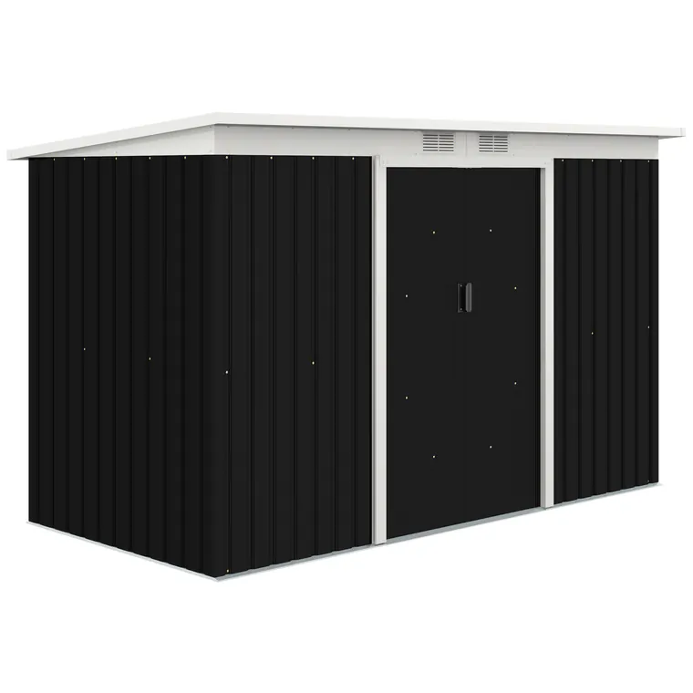 Outsunny, magazie pentru scule de gradina, casuta de gradina, sopron, 280x130x172cm, gri inchis | AOSOM RO