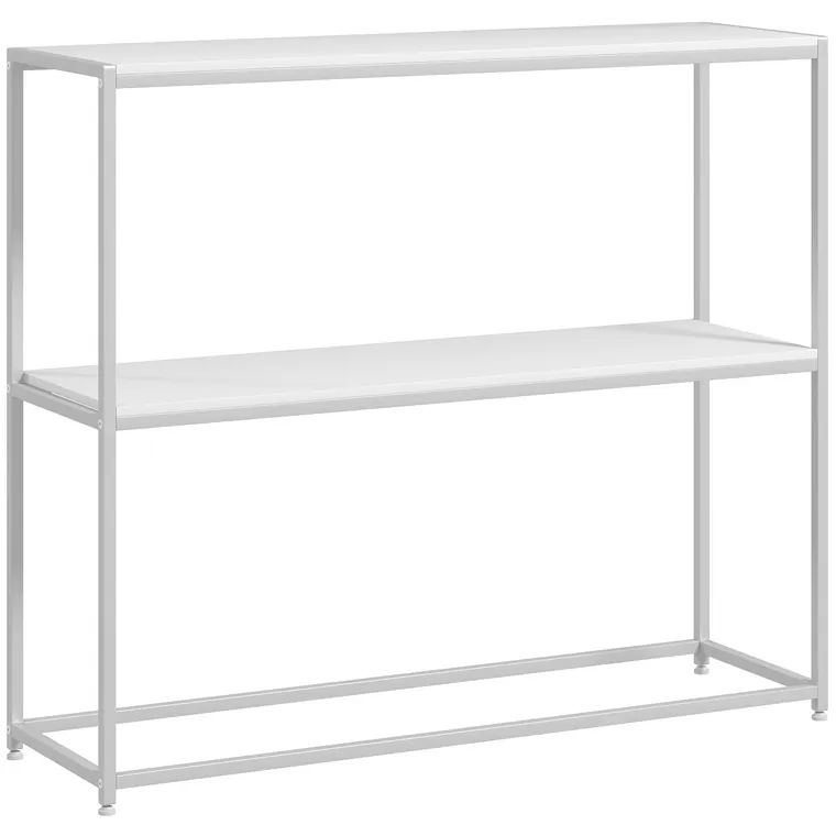 HOMCOM Masă Consolă de Intrare Subțire cu Partea Superioară Deschisă, Dulap Consolă din Oțel și PAL, 100x30x87 cm, Alb | Aosom Romania