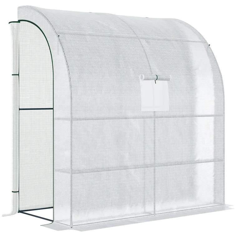 Outsunny 7' x 3' x 7' Outdoor Walk-In Greenhouse, Plant Nursery with Roll-up Windows, PE Cover, and 3 Wire Shelves, White | Aosom Romania