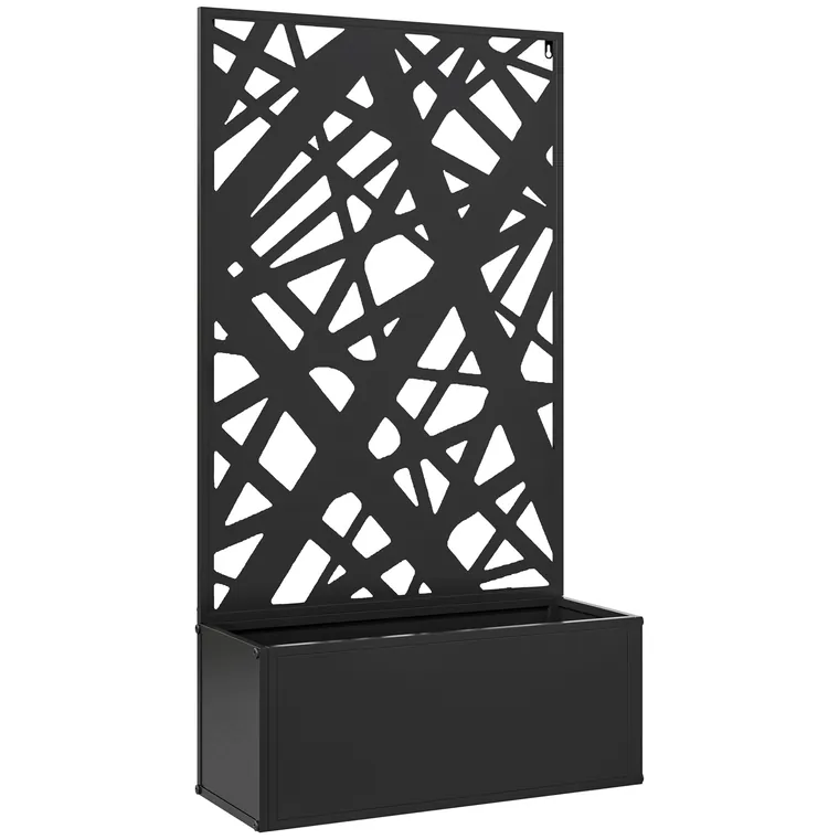 Outsunny Jardinieră cu Grilaj pentru Plante Cățărătoare din Metal, 61x23x113 cm, Negru | Aosom Romania