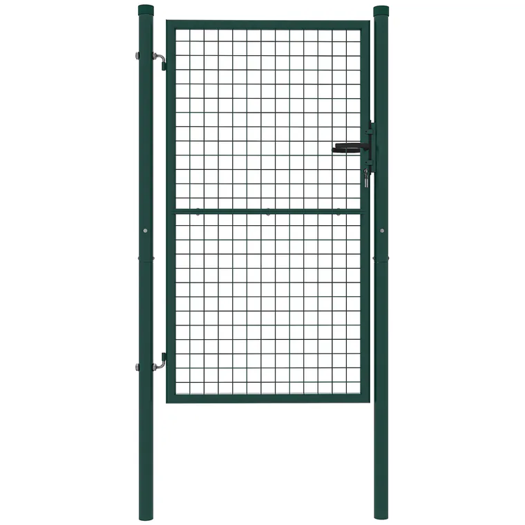 Outsunny Poartă de Grădină din Oțel 97x200 cm, Poartă cu Încuietoare, 3 Chei, Mâner și 2 Stâlpi | Aosom Romania