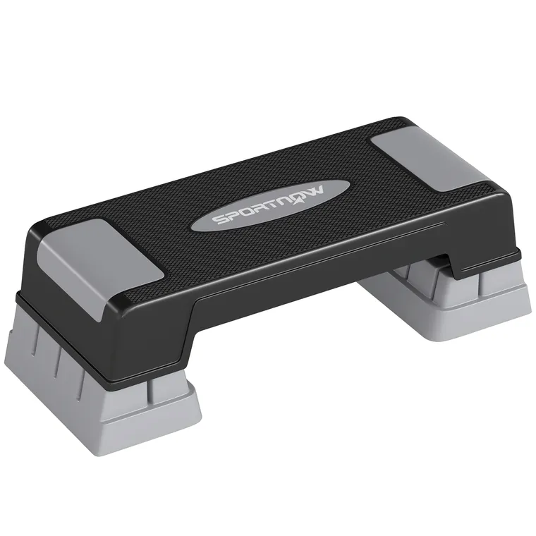 SPORTNOW Stepper Fitness Aerobic 3 Niveluri, Înălțime Reglabilă 12/17,5/22,5 cm, Suprafață Antiderapantă, Capacitate 250 kg, Gri | Aosom Romania