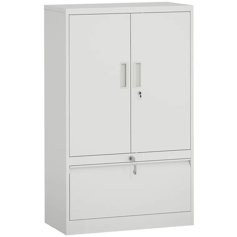 HOMCOM Dulap pentru Birou cu Raft Interior Reglabil și Sertar Alb | Aosom Romania