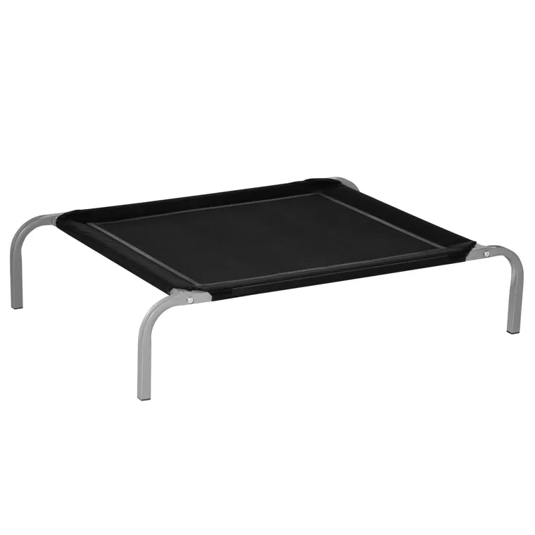 PawHut Pat de Câine Înălțat și Portabil cu Scaun Respirabil, Pat pentru Câini din Metal și Țesătură, 89x58x20 cm, Negru | Aosom Romania