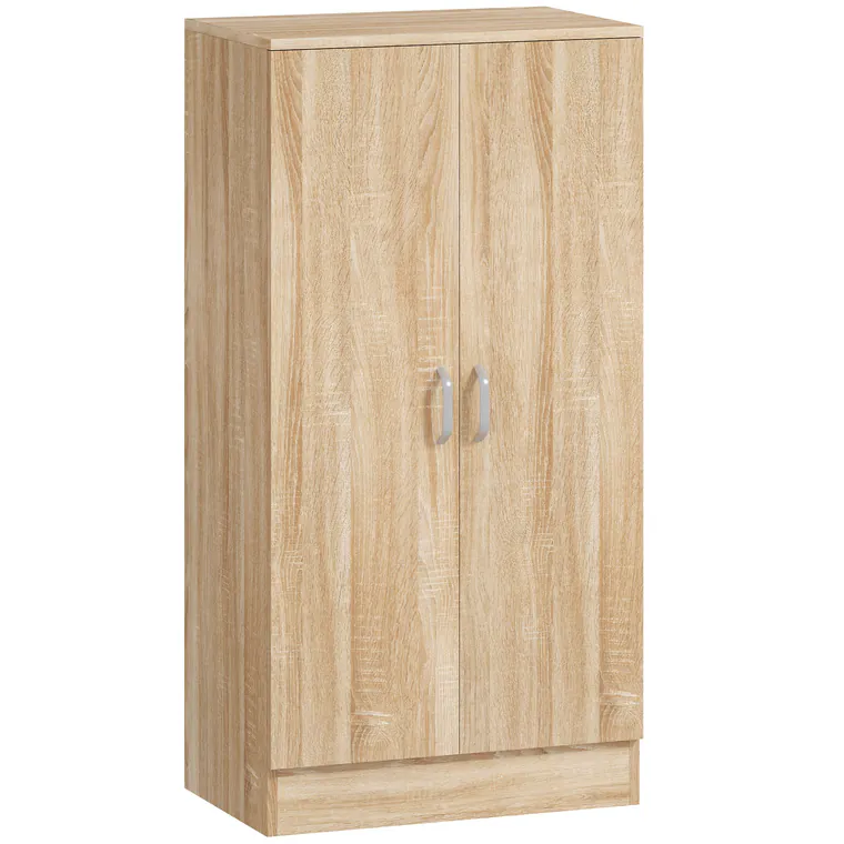 HOMCOM Dulap pantofi cu 2 uși, 6 rafturi reglabile, balamale soft-close pentru 14 perechi, lemn natural | Aosom Romania