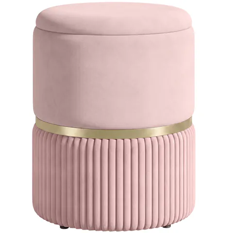 HOMCOM Pouf/taburet suport pentru picioare cufăr de depozitare din catifea corduroy 36 x 36 x 44 cm pentru living dormitor roz | Aosom Romania