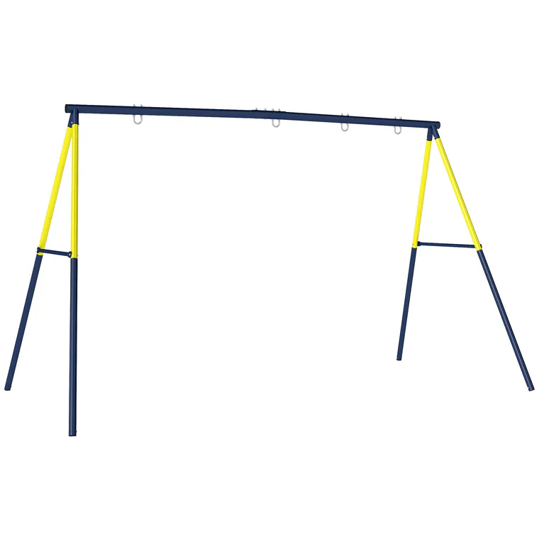 AIYAPLAY Cadru pentru Leagăn de Grădină pentru Copii, Structură din Oțel, Anti-UV, Impermeabil, Suportă 150 kg, cu 4 Cârlige pentru Leagăn Tip Cuib, Leagăn în U, Scară, 260x160x178 cm, Albastru | Aosom Romania