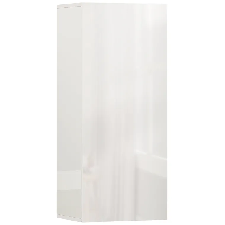 HOMCOM Dulap de Baie Suspendat cu Ușă Fără Mâner, 2 Rafturi Reglabile din Sticlă, Mobilier Suspendat Multifuncțional, 30x23,4x71,2 cm, Alb Lucios | Aosom Romania