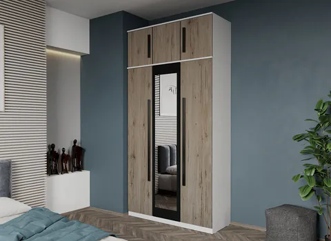 Dulap dormitor 3 usi San Remo+Oglinda 124 x 240,3 cm- Dallas