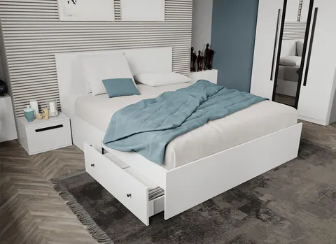 Pat Alb 160x200 1 Set ( 2 sertare )