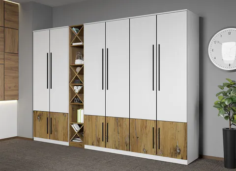 Dulap dormitor Alb cu Flagstaff Oak 279,6 x 192.5 cm - Sidney