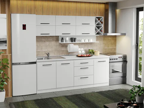 Mobila Bucatarie alba Sofi - 63 - 210 cm
