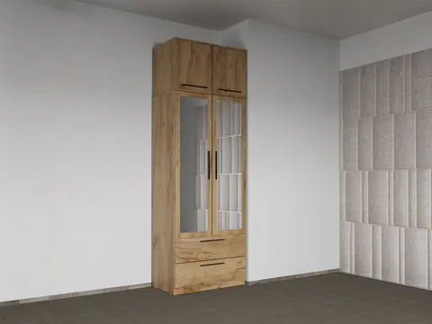 Dulap dormitor Stejar Auriu 2U cu oglinda+suprapozabil - Madrid