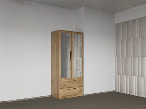 Dulap dormitor Stejar Auriu 2U cu oglinda - Madrid