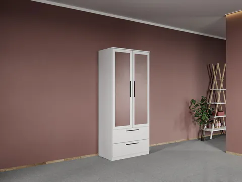 Dulap dormitor Alb 2U cu oglinda - Madrid