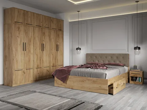 Set dormitor complet Stejar Auriu - Madrid - C29