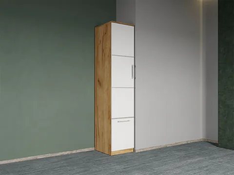 Dulap dormitor Alb-Stejar Auriu 1U - Acapulco