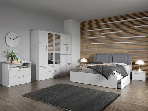 Set dormitor complet Alb cu comodă- Acapulco - C12