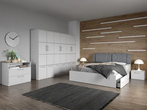 Set dormitor complet Alb cu comoda - Acapulco - C14