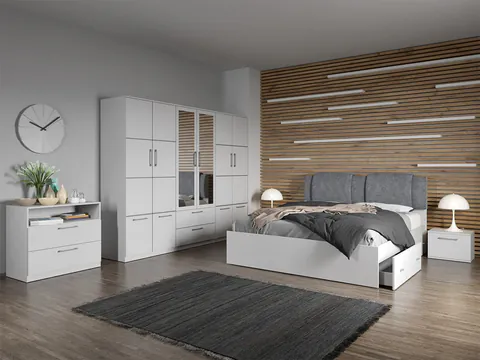 Set dormitor complet Alb cu comoda - Acapulco - C16