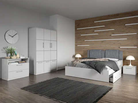 Set dormitor complet Alb cu comoda - Acapulco - C2