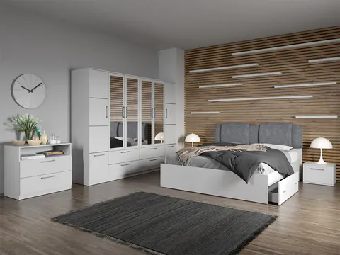 Set dormitor complet Alb cu comoda - Acapulco - C20