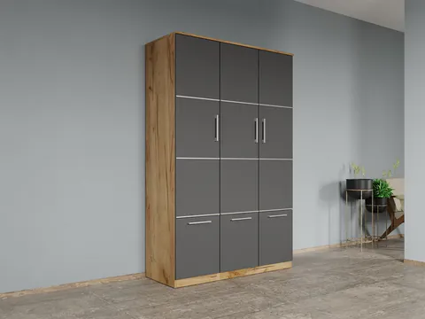 Dulap dormitor Stejar Auriu-Gri 3U - Acapulco