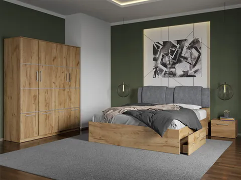Set dormitor complet Stejar Auriu - Acapulco - C25