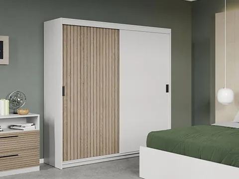 Dressing/Dulap dormitor Stejar Natur cu Alb 184 - Line