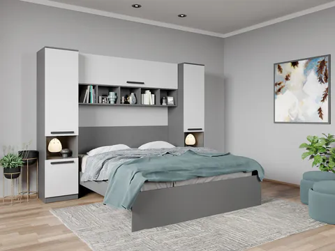 Set dormitor de Tineret Gri+Alb - Tudor - C2