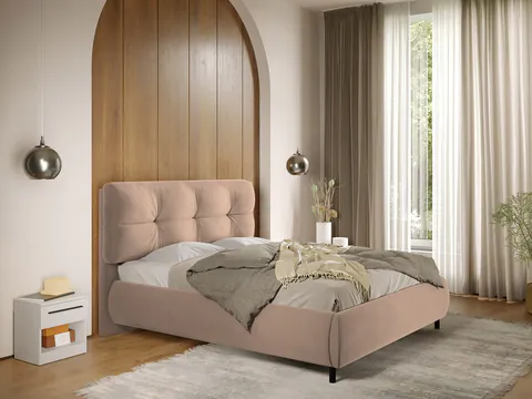 Pat Tapitat cu somiera fixa - Bej - Ramses 180x200