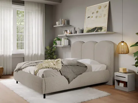 Pat Tapitat cu somiera fixa - Blanita Taupe - Nero 140x200