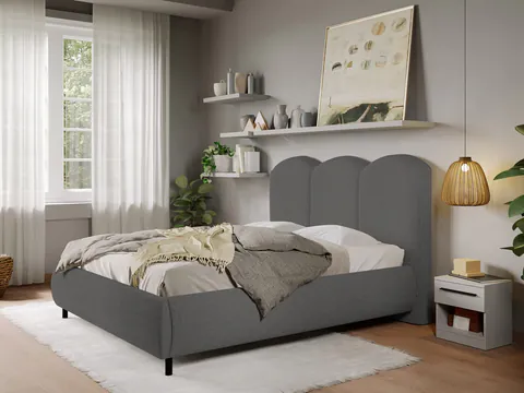 Pat Tapitat cu somiera fixa - Blanita Gri Inchis - Nero 160x200