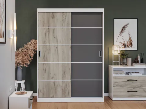 Dulap Forest 138 usi gri/stejar k02