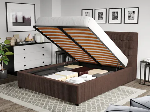 Pat Tapitat pentru saltea de 190 Rivo rabatabil cu lada Maro - Poso 06 160x190